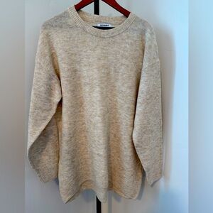 Old Navy Cream Crew Neck Sweater with Textured Knit